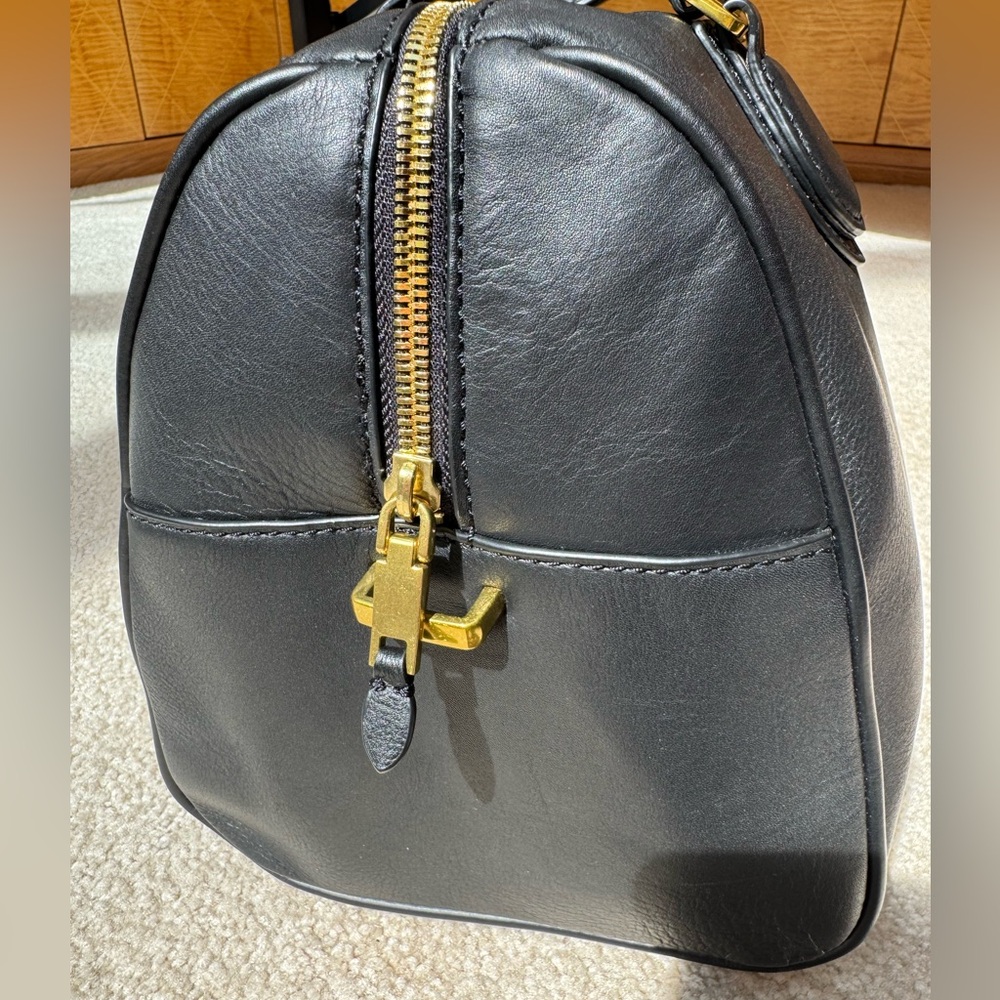 Vintage J. Crew Black Leather Top Handle Satchel Doctor Bag Purse New w/o tags! - Picture 4 of 13